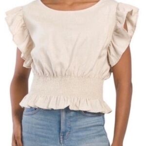 Madewell Cream Ruffle Sleeve Top